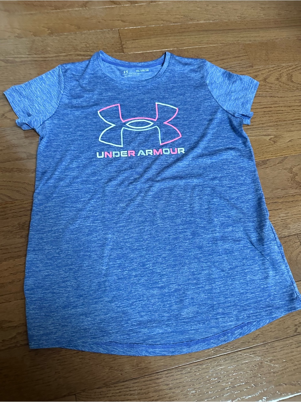 Under Armour Girls YOUTHBluish Purplish Heather Performance Tee with Neon Logo